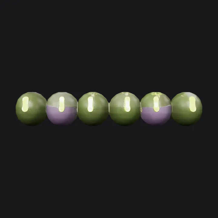a green spherical object with small central details. smooth edges, simple geometry, symmetric geometry.