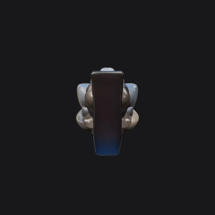 Small astronaut figurine lying on surface. smooth edges, simple geometry, character, symmetric geometry.