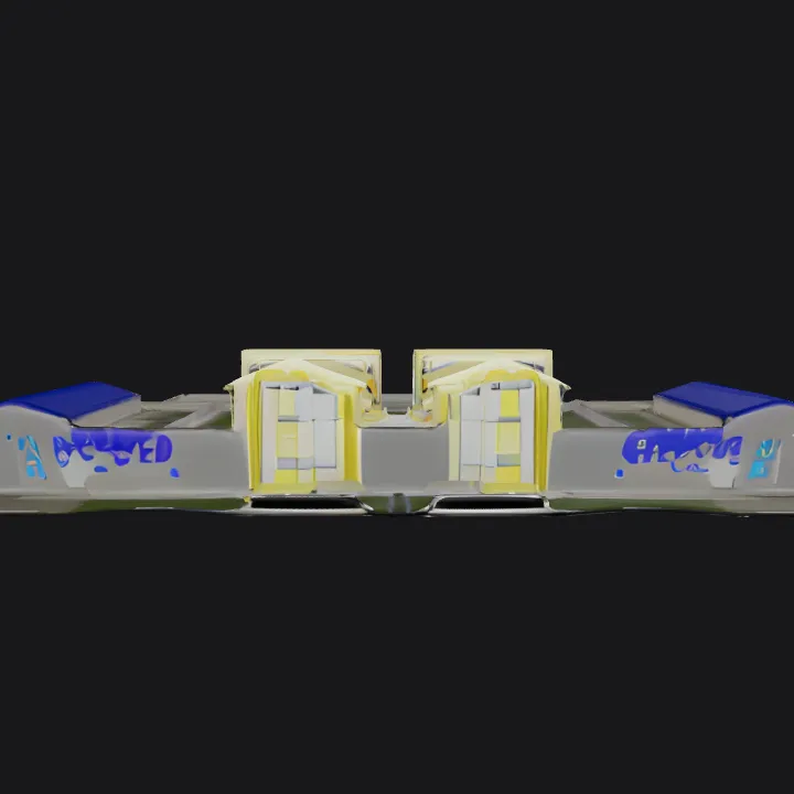 3D model of a building complex. sharp edges, complex geometry.