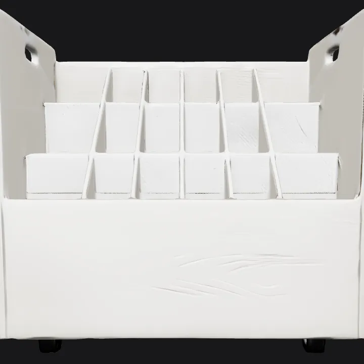 wooden file or magazine organizer with slots. sharp edges, simple geometry, symmetric geometry.