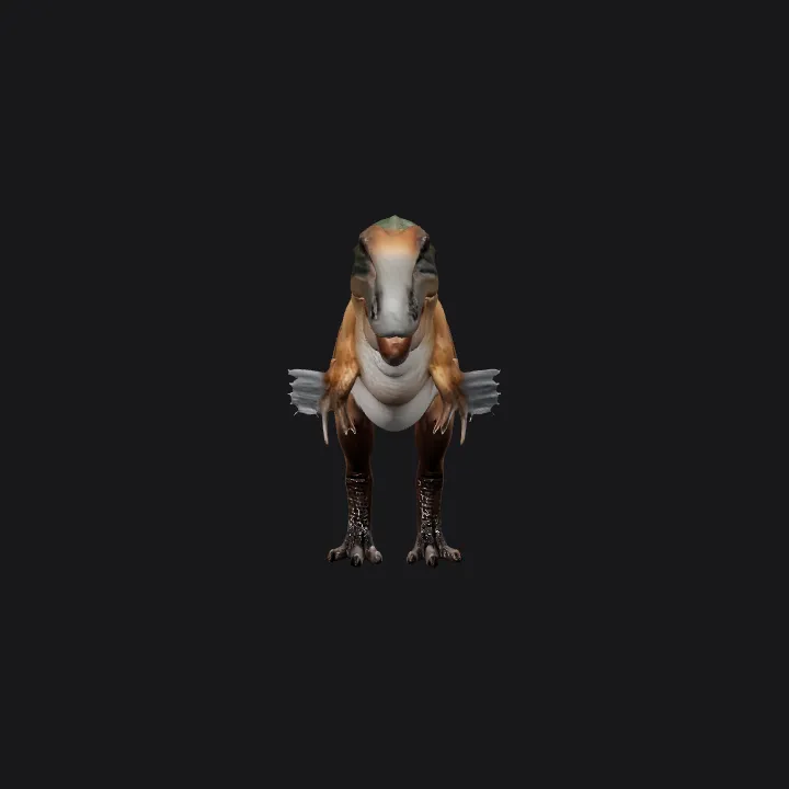 A T-Rex dinosaur in profile view. smooth edges, complex geometry, game-ready, symmetric geometry.