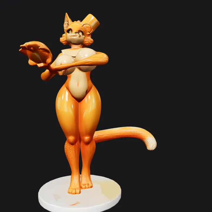 Anthropomorphic cat character making heart gesture. smooth edges, complex geometry, game-ready, character.