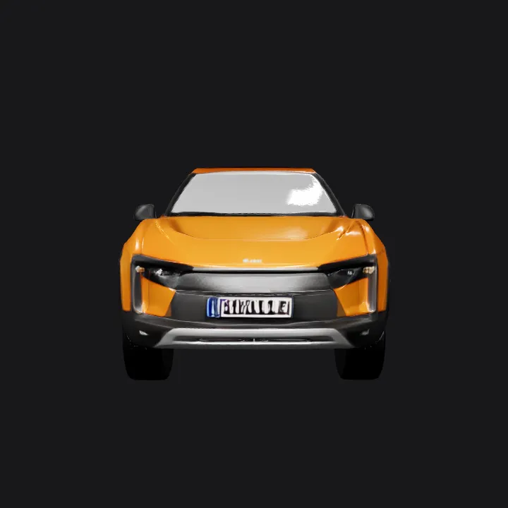 Modern orange SUV car. sharp edges, complex geometry, game-ready, symmetric geometry.