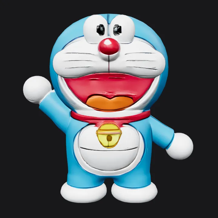 Cartoon blue robotic cat character. smooth edges, simple geometry, character, symmetric geometry.