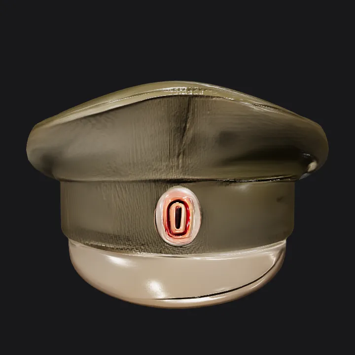 Military-style flat cap. smooth edges, simple geometry, symmetric geometry.