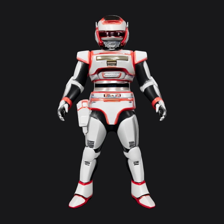 futuristic armored humanoid robot. sharp edges, complex geometry, game-ready, character, symmetric geometry.