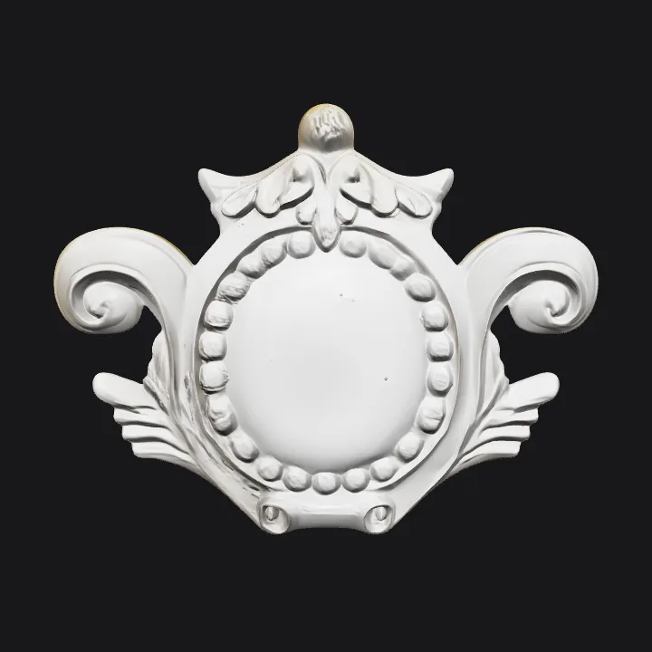 Decorative plaster wall ornament. smooth edges, complex geometry, symmetric geometry.