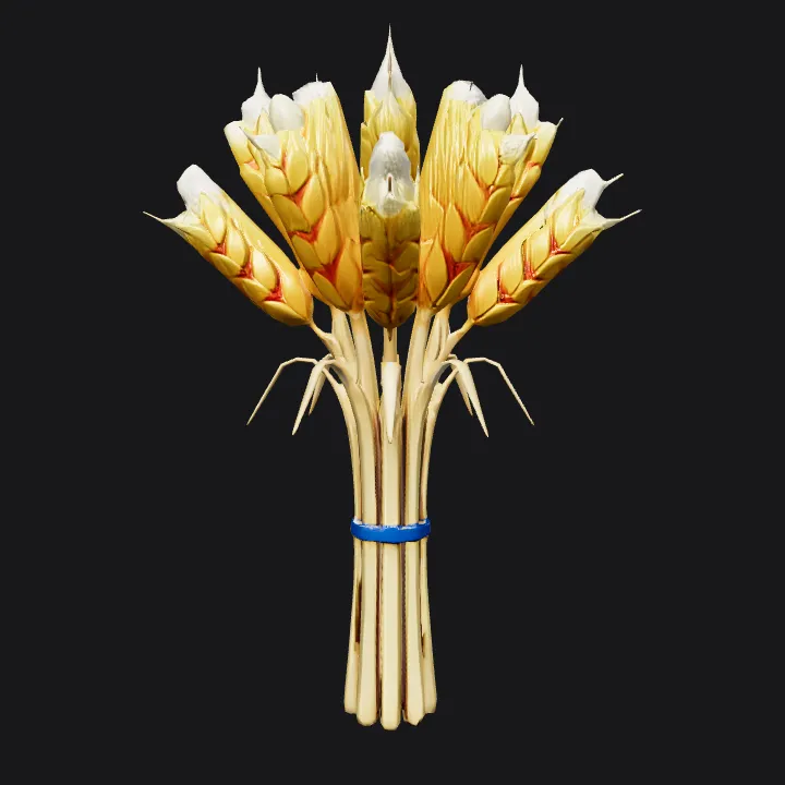 Bundle of wheat stalks tied together. sharp edges, simple geometry, smooth edges, symmetric geometry.