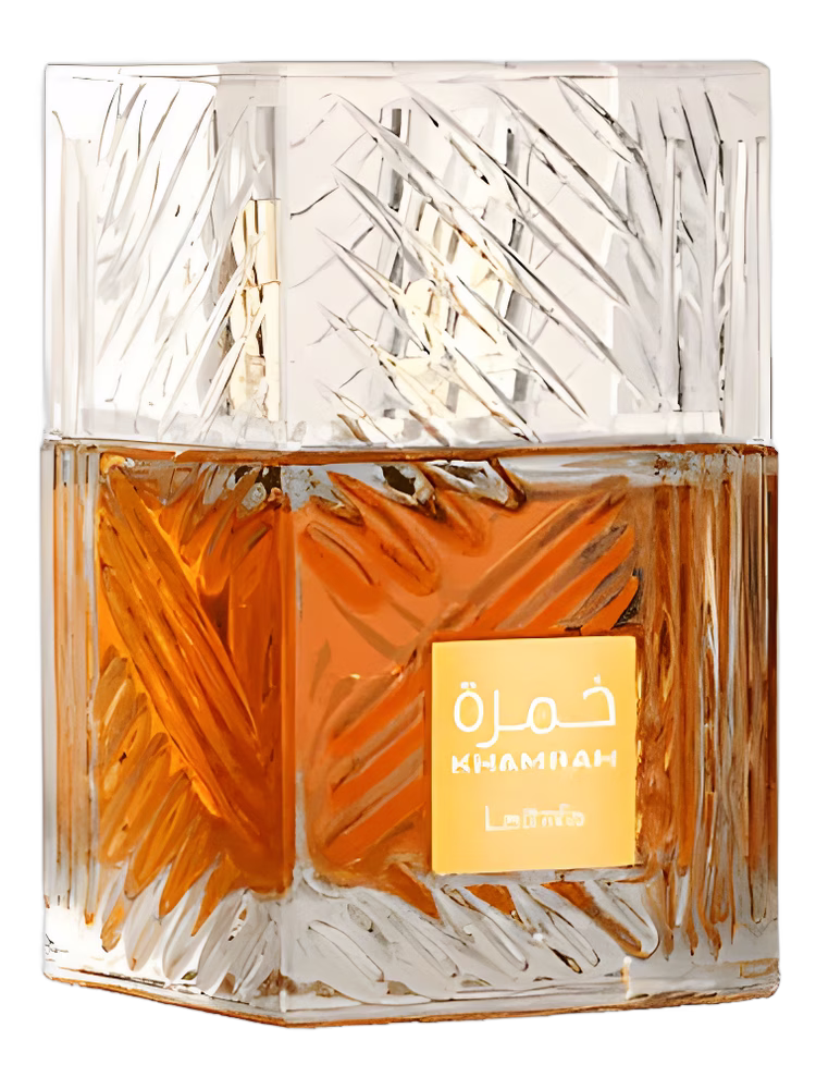 Lattafa Khamrah perfume bottle - lattafa Premium Arabian Fragrance