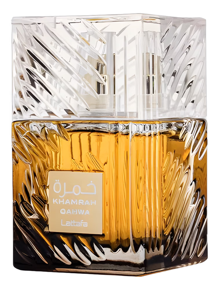 Lattafa Khamrah Qahwa perfume bottle - lattafa Premium Arabian Fragrance