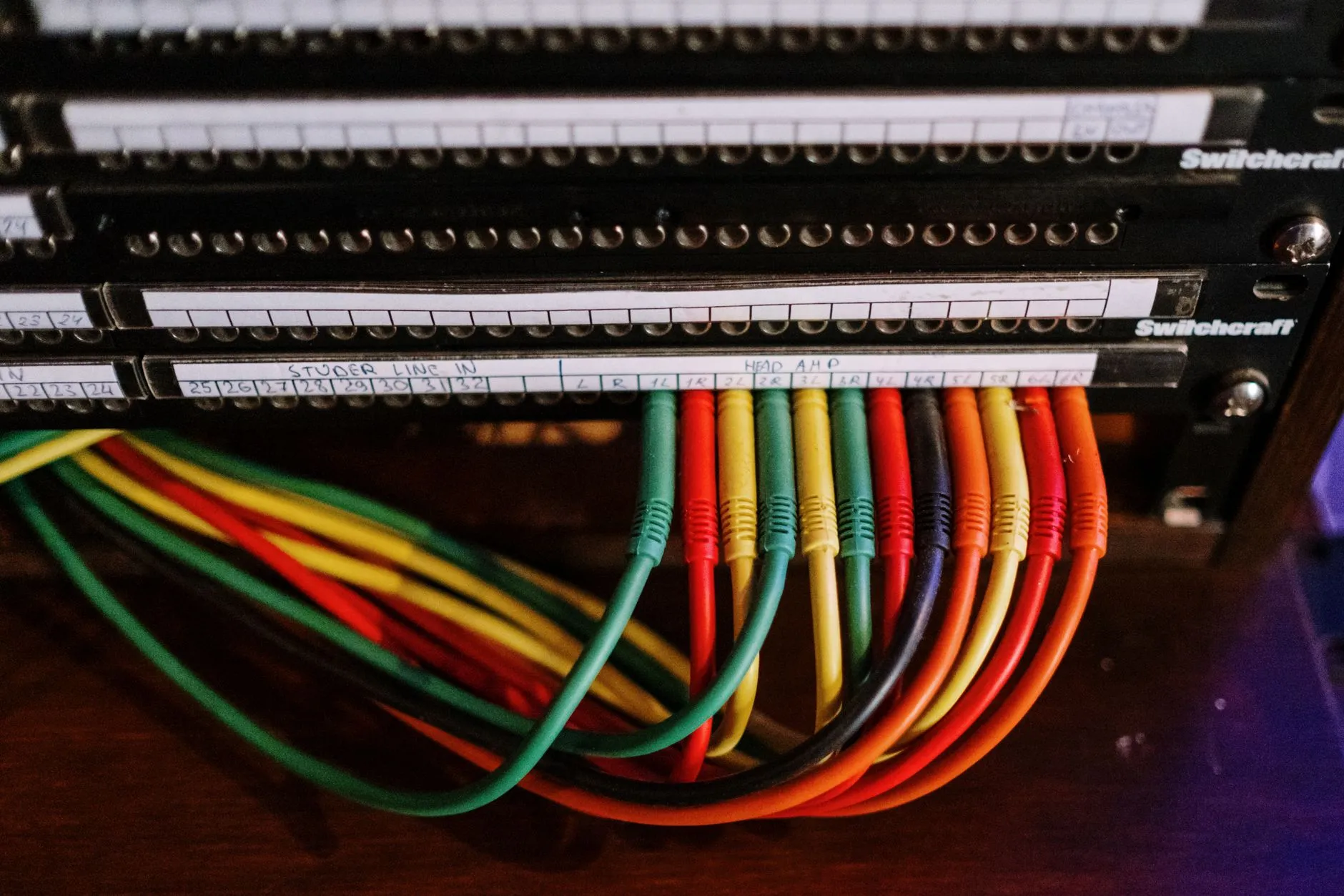 organized network cables and patch panel