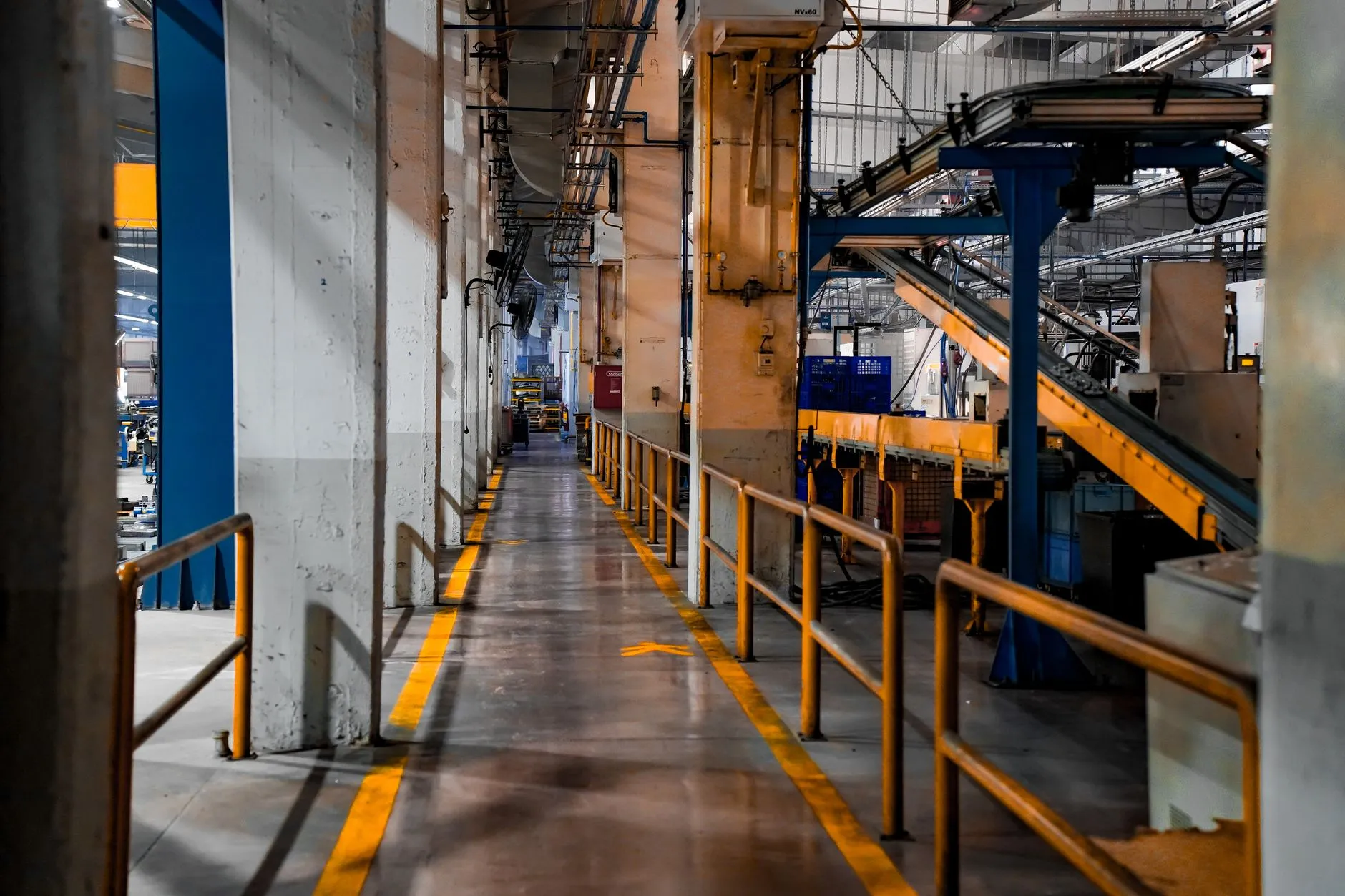 a factory floor with a production line
