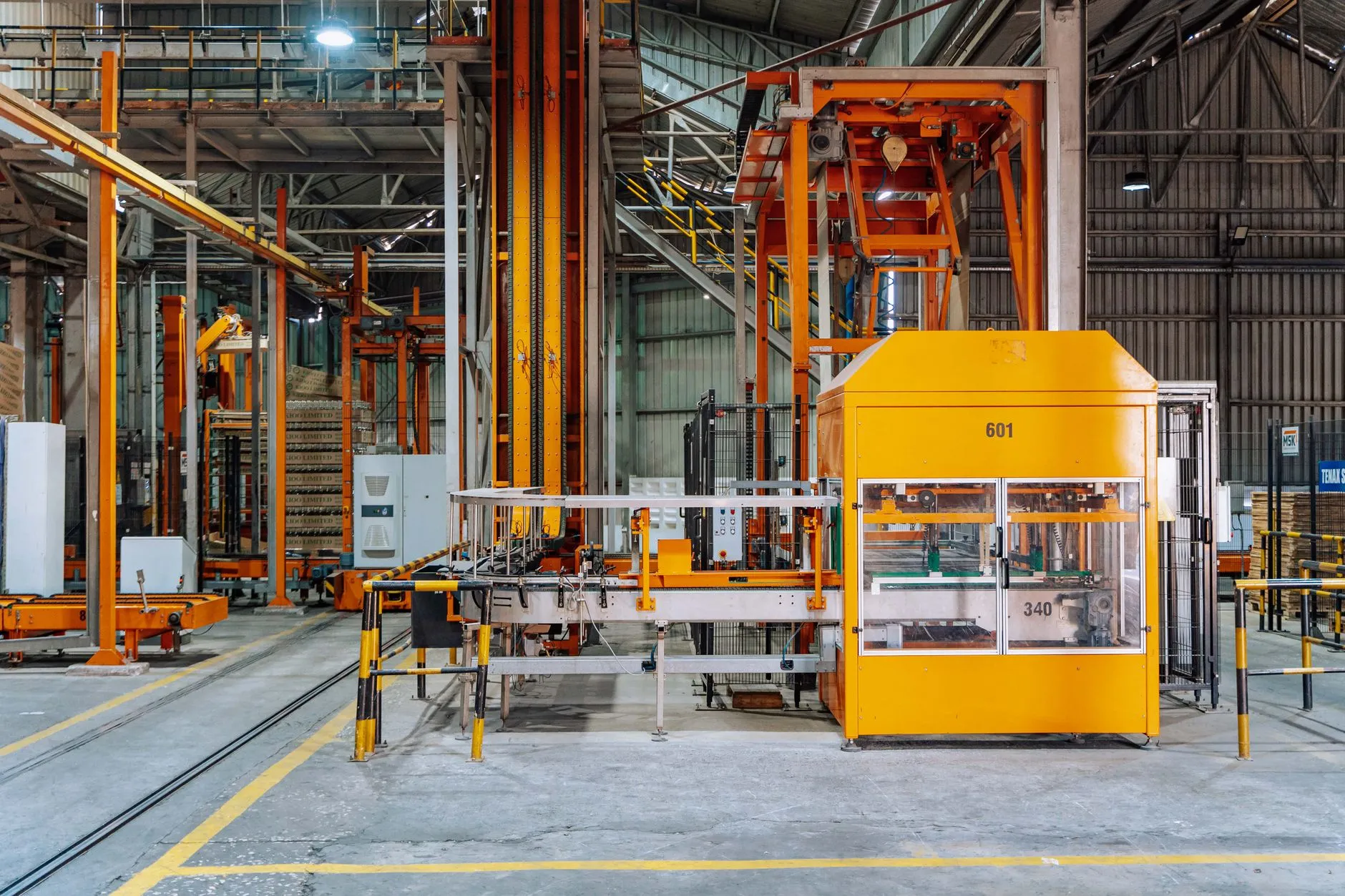 a conveyor belt in a factory