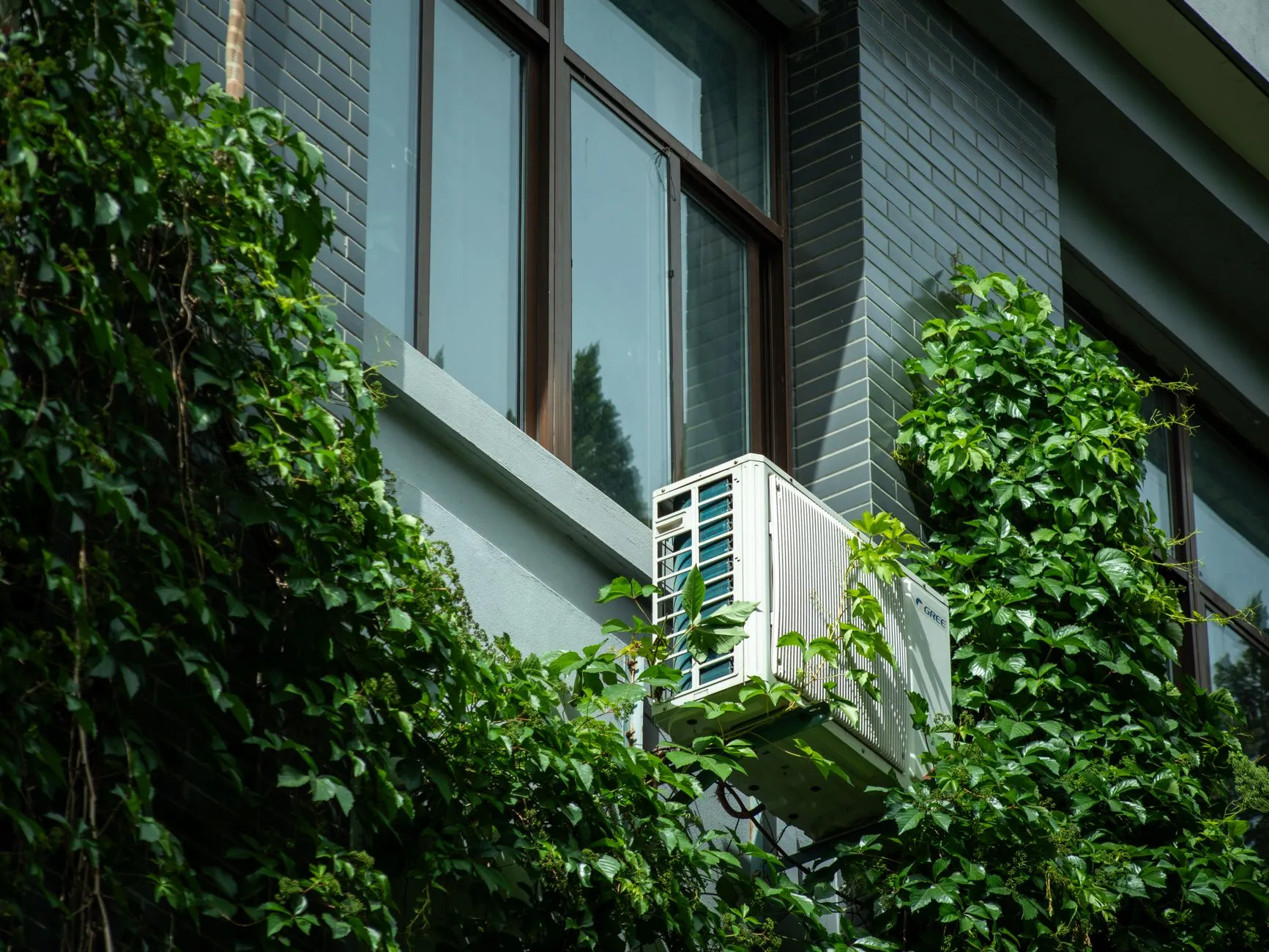 High-efficiency AC condenser unit installed at a desert home