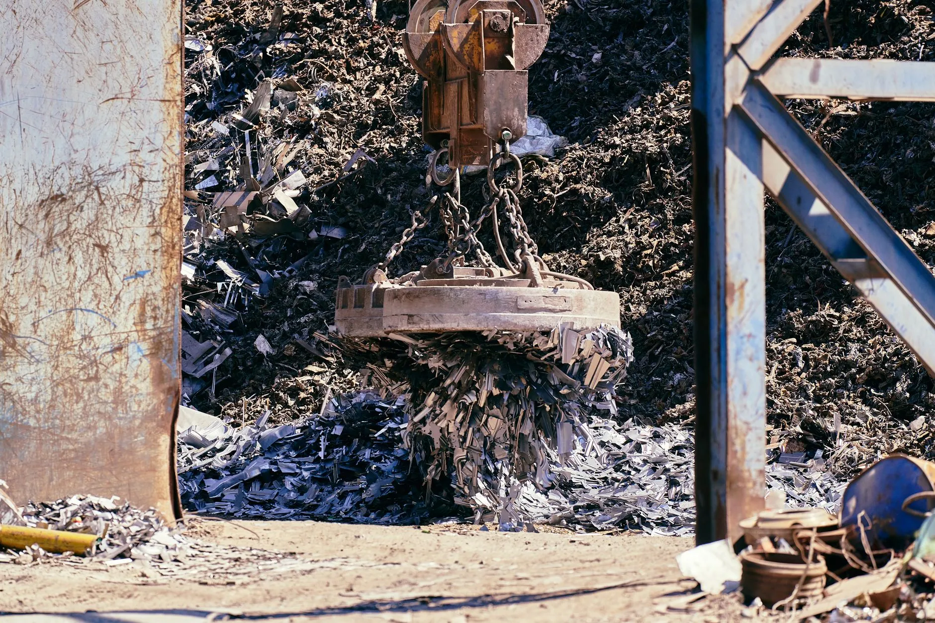 pile of scrap metal at a recycling yard