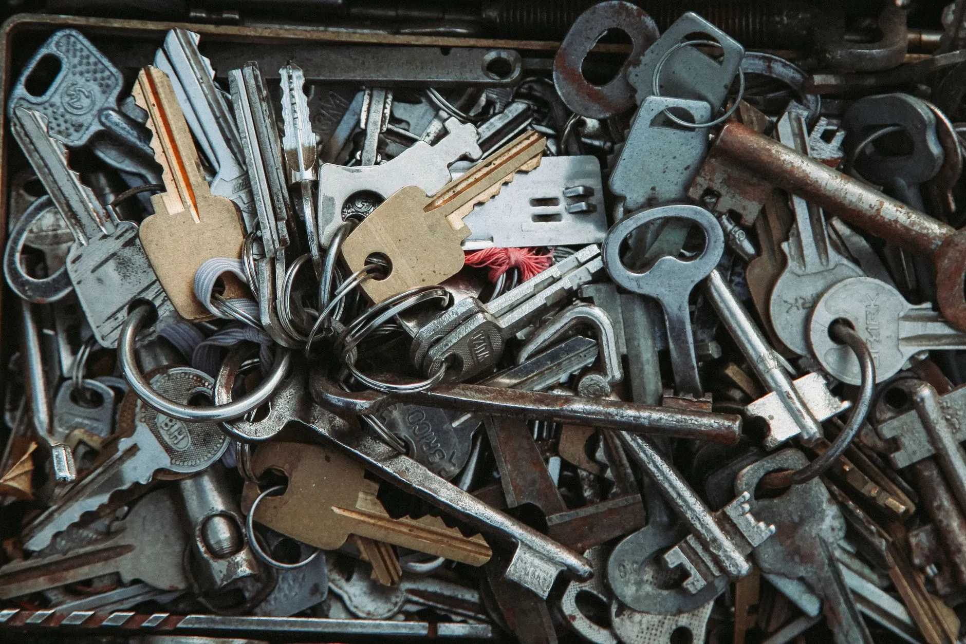 an assortment of old and unusual keys
