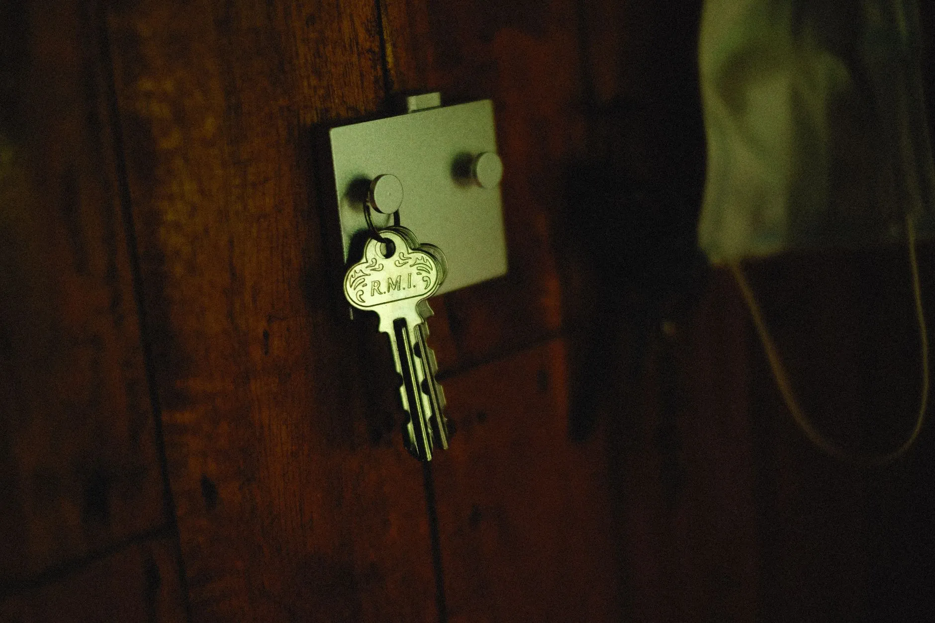 a key left in a wooden door
