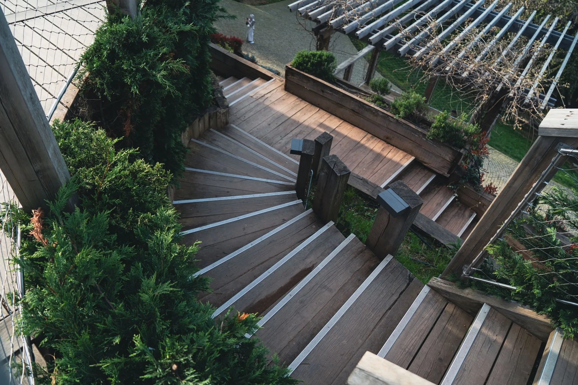 restored wood deck with railing and stairs
