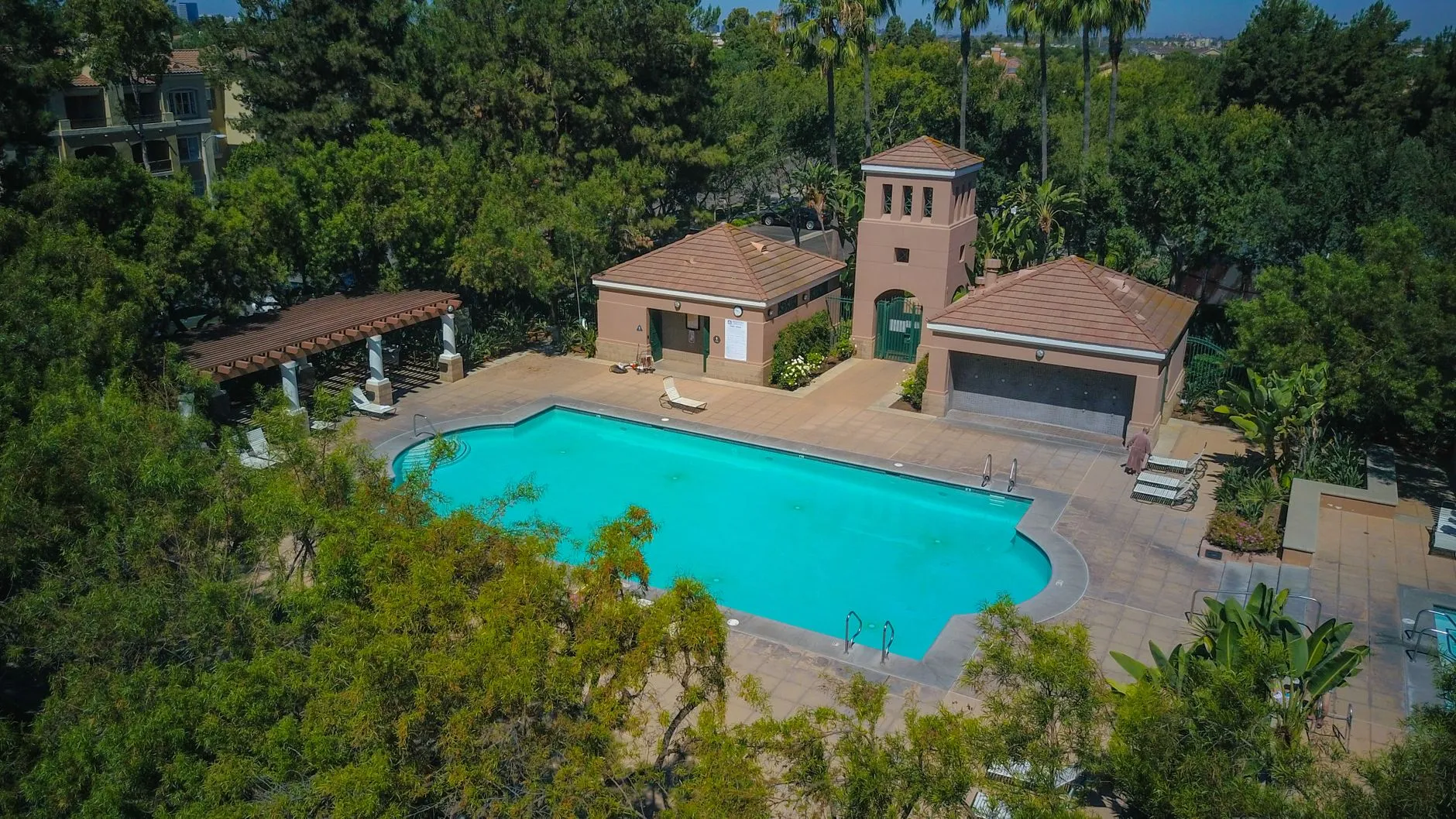 Well-kept community clubhouse with a swimming pool