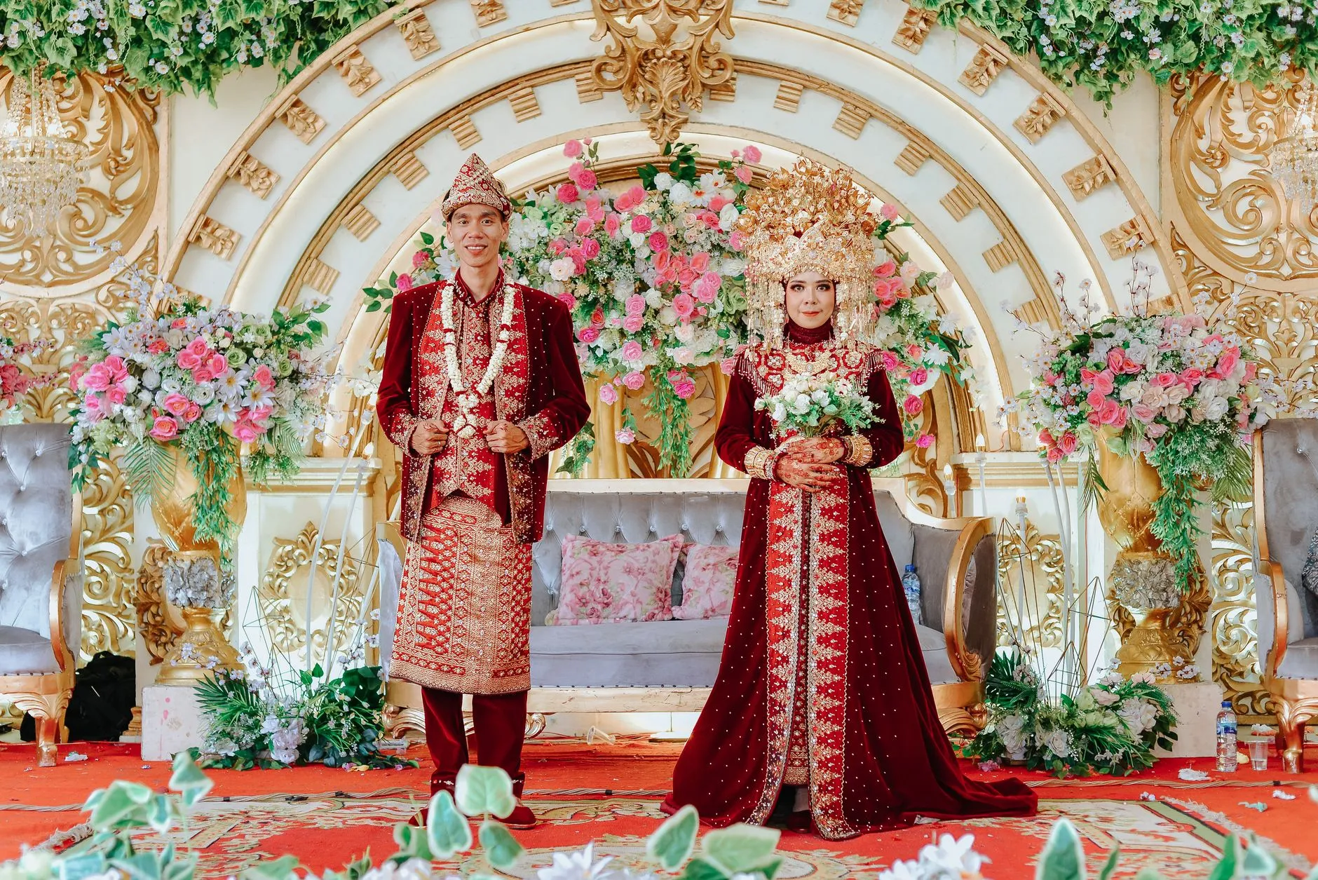 colorful multicultural wedding ceremony with rich traditional decor