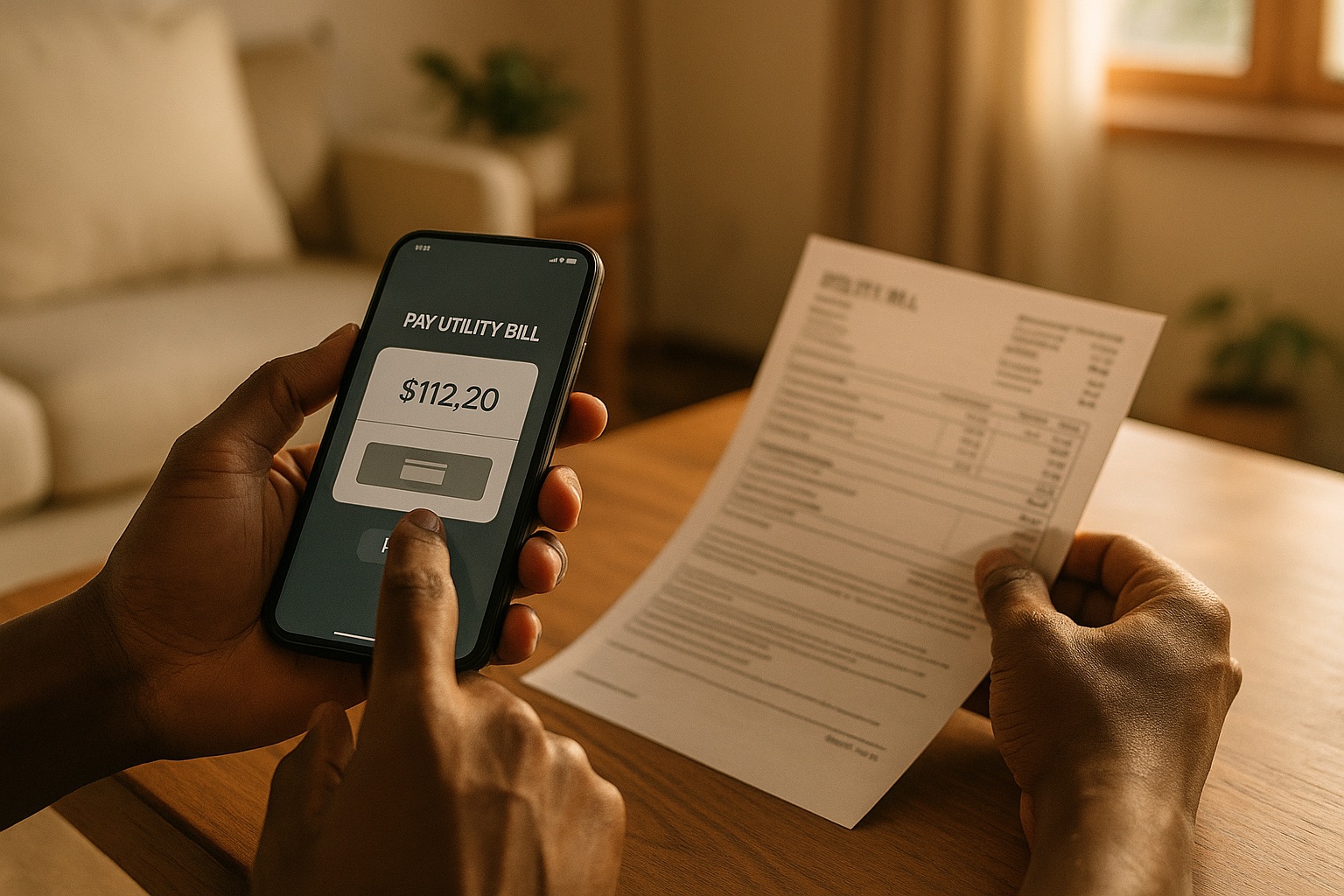 Household bills and a phone payment