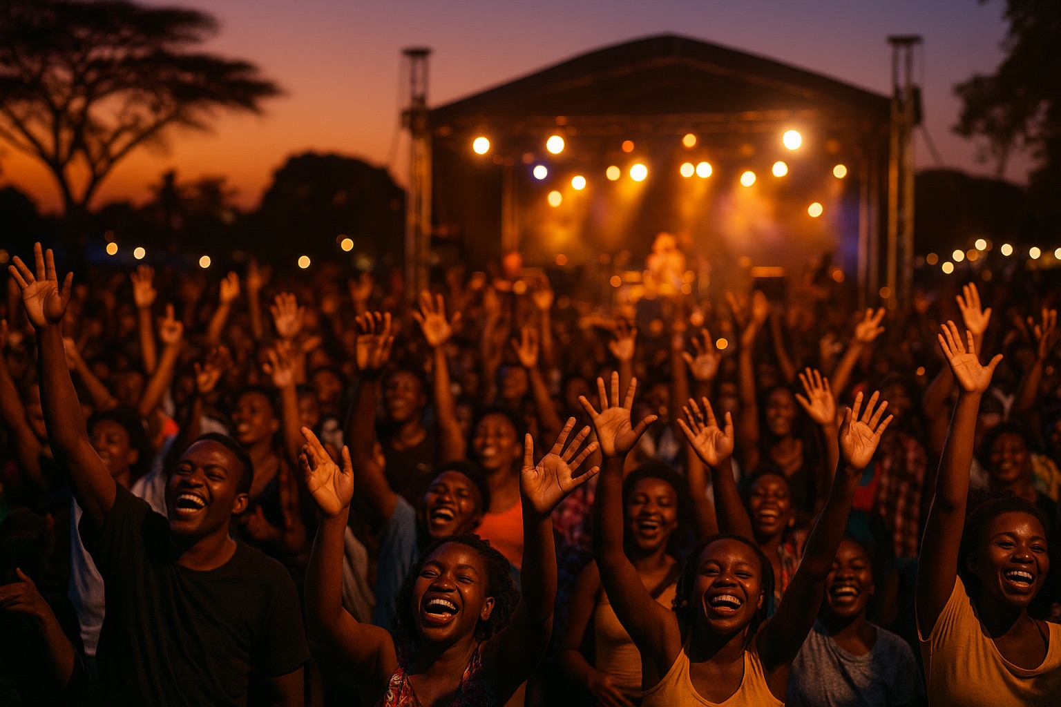 A live event crowd under stage lights
