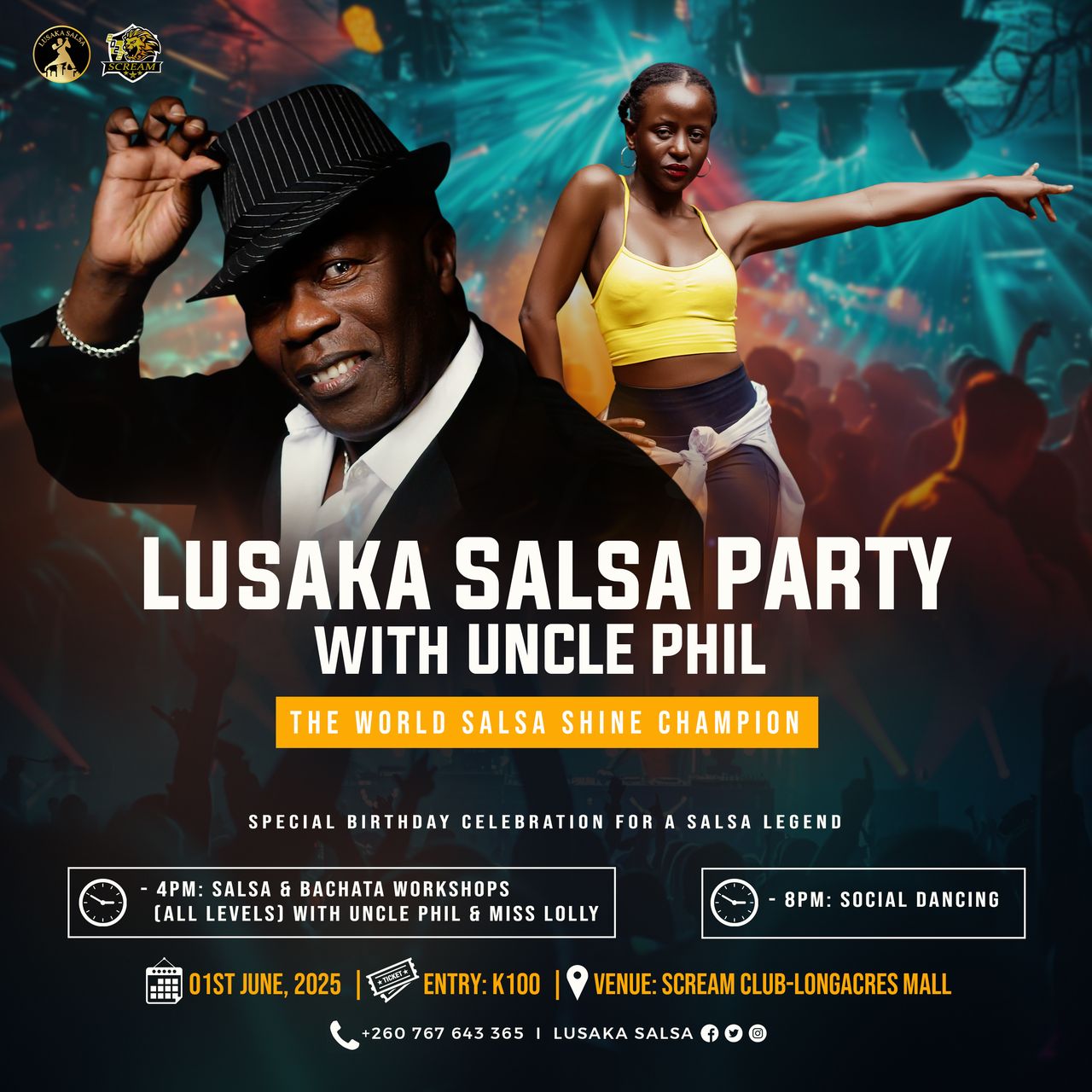 LUSAKA SALSA PARTY with UNCLE PHIL  : The World Salsa Shine Champion