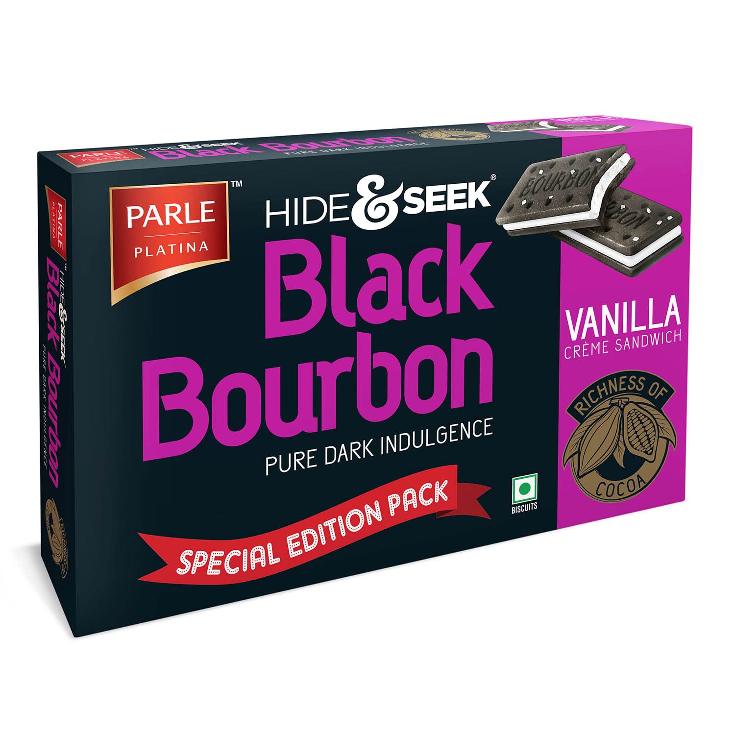 Parle Hide & Seek Black Bourbon - Vanilla 300 g Parle Hide & Seek Black Bourbon - Vanilla 300 g