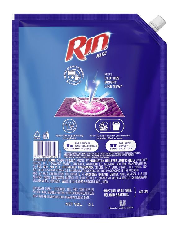 Rin Matic Liquid Front Load - Pouch 2 l Rin Matic Liquid Front Load - Pouch 2 l