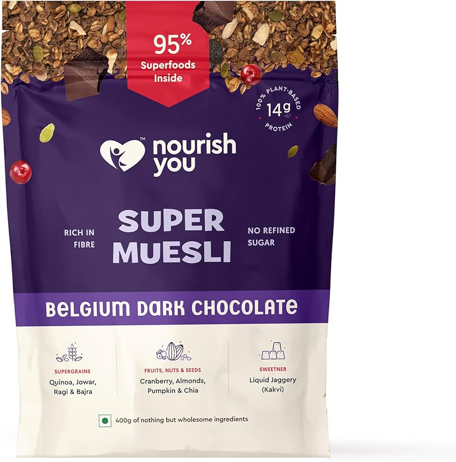 Nourish You Super Muesli Belgium Dark Chocolate 400 g (Muesli)
