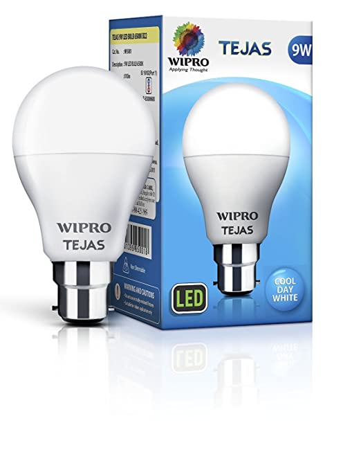Wipro Tejas LED Bulb - 9 Watt, White, Cool Day, B22 Wipro Tejas LED Bulb - 9 Watt, White, Cool Day, B22