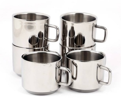 Coconut Double Wall Stainless Steel Tea Coffee Mugs, Multi Colour  Pack