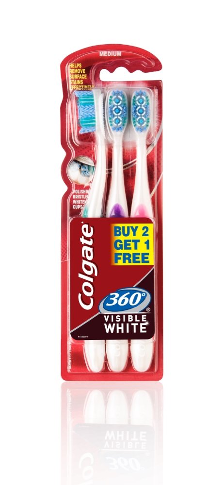 Colgate 360 Visible White Toothbrush - 4 Pcs (Buy 2 Get 2 Free) 1 pack Colgate 360 Visible White Toothbrush - 4 Pcs (Buy 2 Get 2 Free) 1 pack