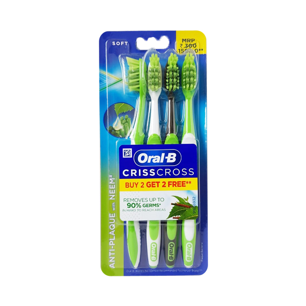 Oral-B CrissCross Anti-Plaque with Neem Toothbrush - Soft (Buy 2 Get 2 Free) Oral-B CrissCross Anti-Plaque with Neem Toothbrush - Soft (Buy 2 Get 2 Free)