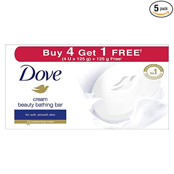 Dove Cream Beauty Bathing Soap 125 g (4+1 Free Combo) 125 g Dove Cream Beauty Bathing Soap 125 g (4+1 Free Combo) 125 g