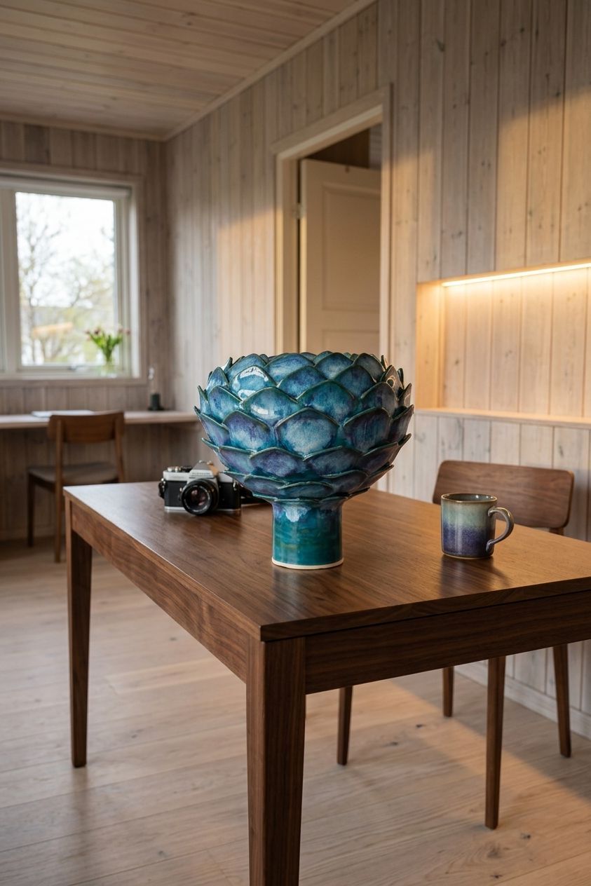 Blå koglevase - oval - medie 8