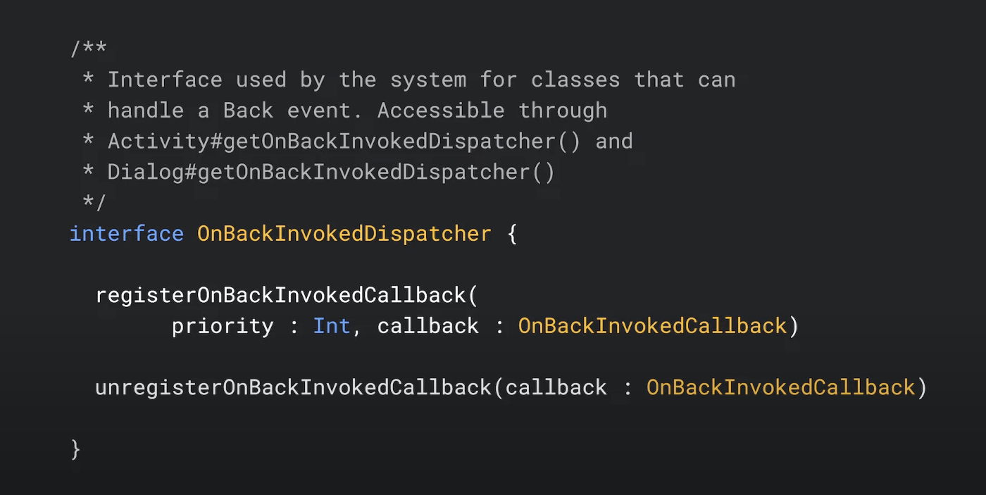 onBackInvokedDispatcher api