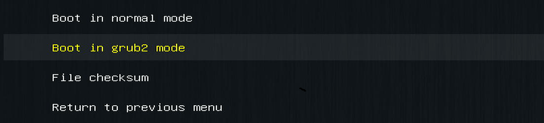 Boot in grub2 mode