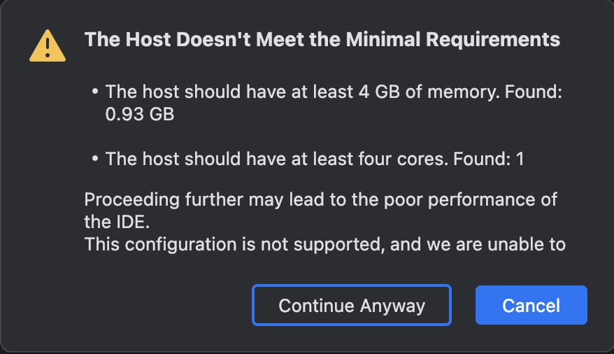 The Host Doesn't Meet the Minimal Requirements