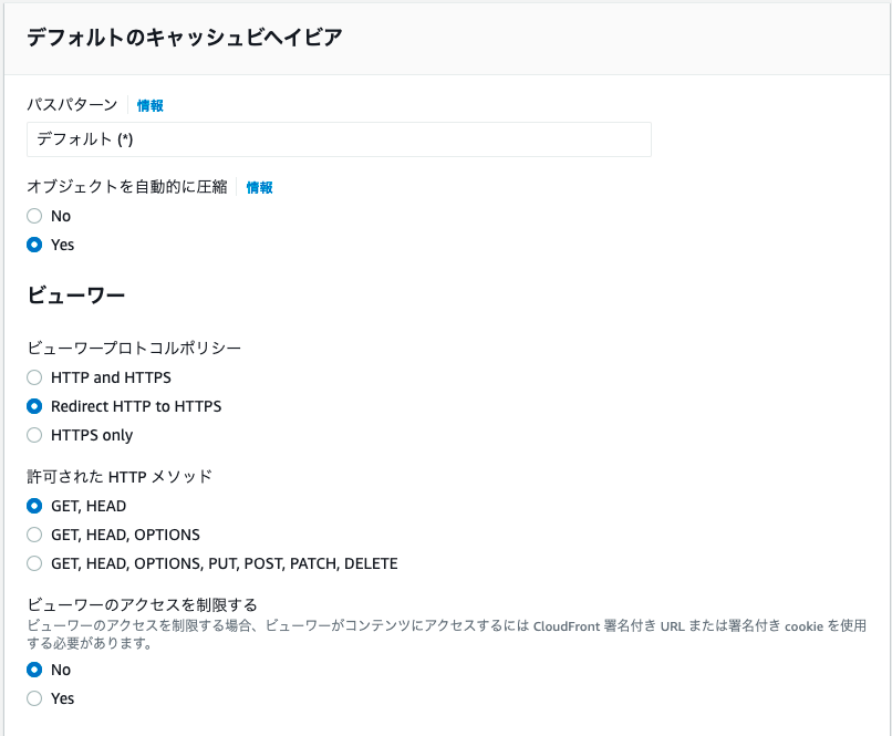 CloudFrontの設定の画像2