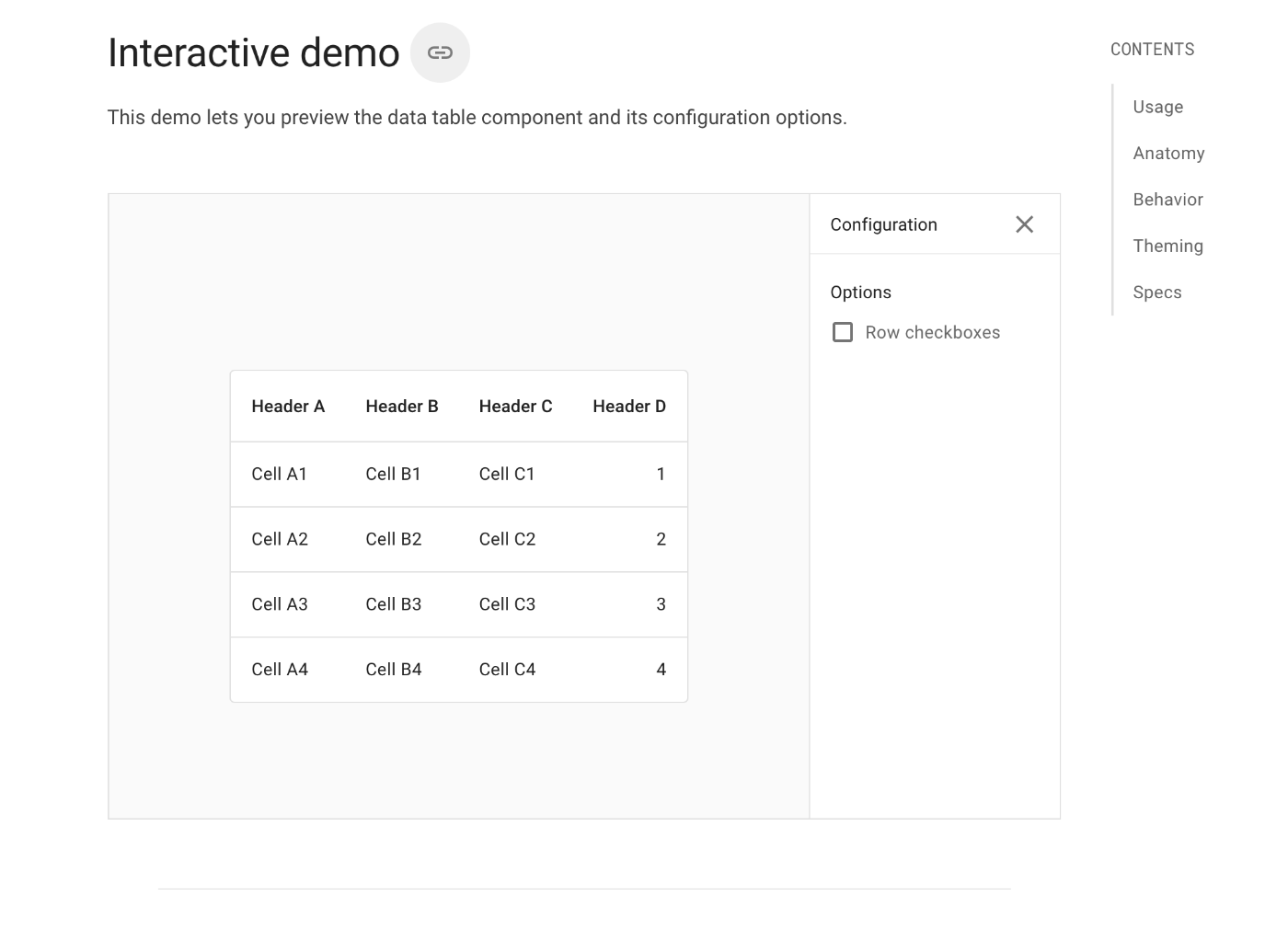 Material Design Data Table