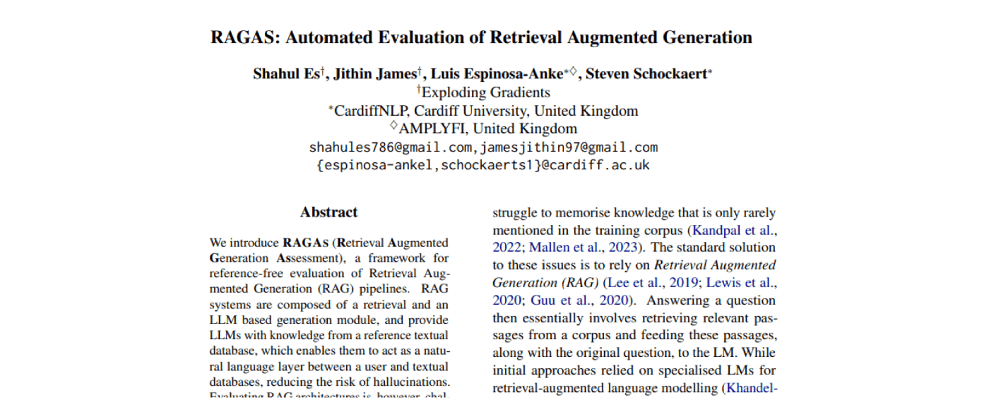 RAG評価ツール「RAGAS」の論文を読む