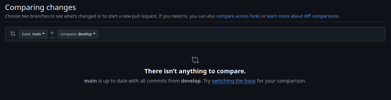 pull request を作成しようとして差分が表示されない画面