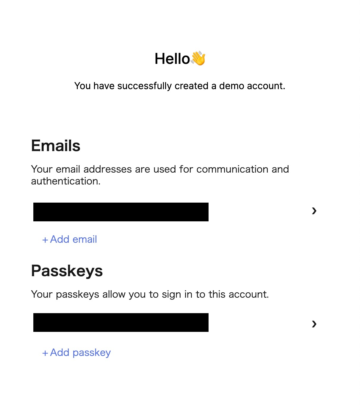 passkeys.ioの認証完了画面