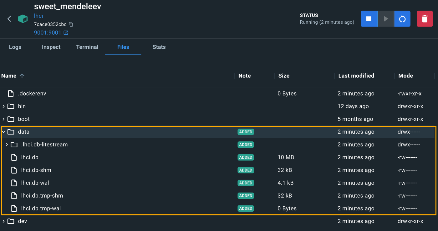/dataの中にlhci.dbが存在している
