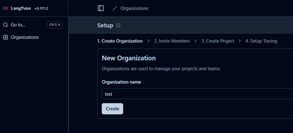 Organization作成画面