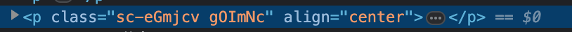 DOM に align 属性が渡されているコードが入った Developer tool のスクリーンショット