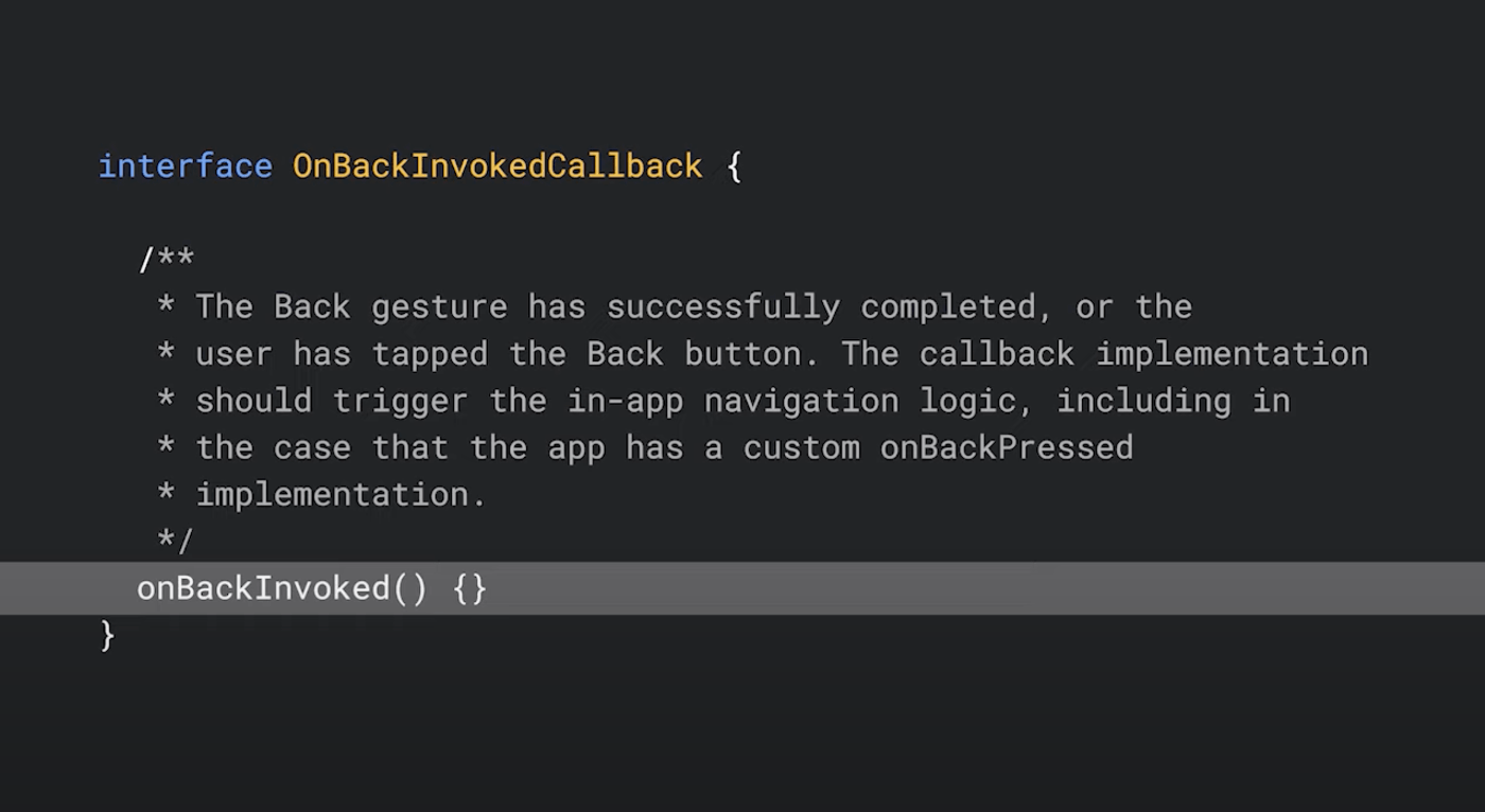 onBackInvokedCallback api