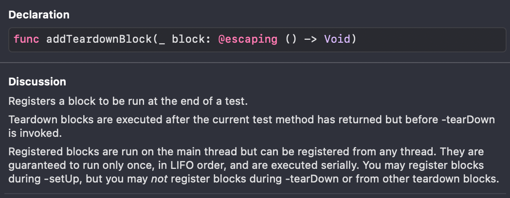 addTeardownBlock