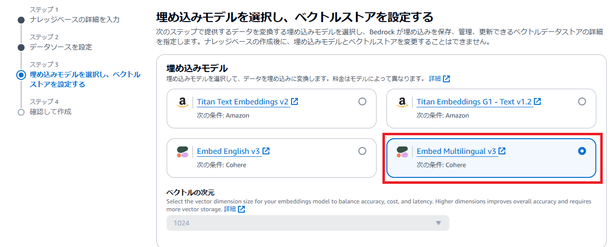 埋め込みモデルとベクトルストアの設定